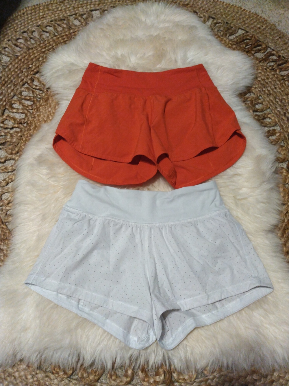 lululemon athletica Orange  + White Athletic Shorts Lot Of 2 Size 2